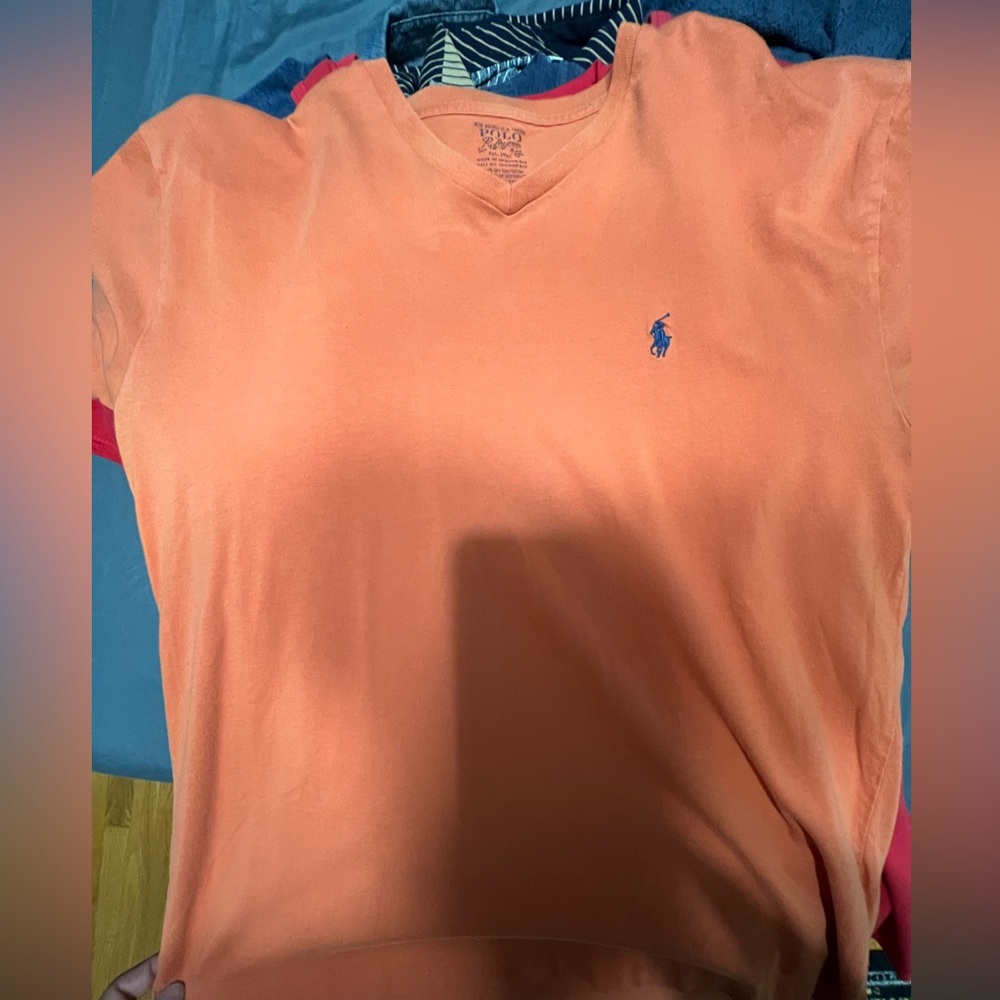 Ralph Lauren Coral Tee with Blue Emblem